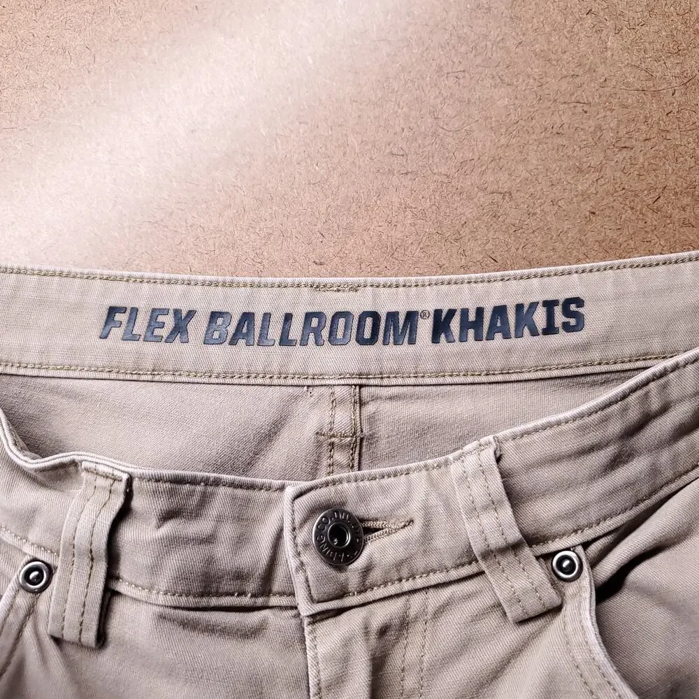 Duluth Flex Ballroom Khaki Pants Men 32x30 Beige Stretch Straight Leg Work